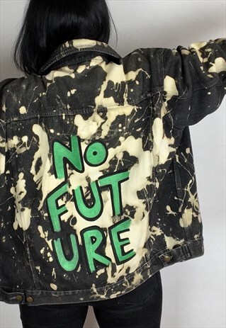NO FUTURE HAND PAINTED ACID WASH REWORKED DENIM JACKET