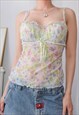 Vintage y2k floral mesh corset bustier Top