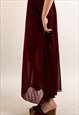 CHIFFON MAXI SKIRT WITH UNDERLAY IN BURGUNDY 