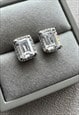 STERLING SILVER SILVER SQUARE CZ STUD EARRINGS FOR MEN