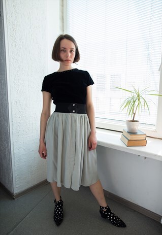 VINTAGE 80'S GREY MIDI SKIRT