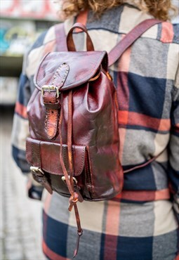 Hand Painted Leather Festival Rucksack Backpack