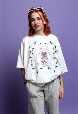 White 80's Printed Vintage T-Shirt