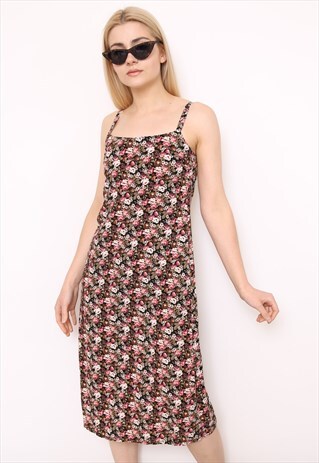 VINTAGE 90S PINK FLORAL PRINT MINI DRESS