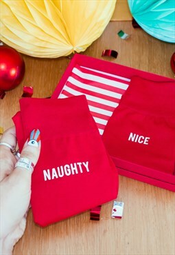 ROR Red Naughty and Nice Slogan Christmas Socks