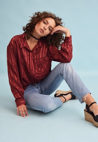 80'S RETRO LOOSE-FITTED STRIPED GRUNGE SHIRT