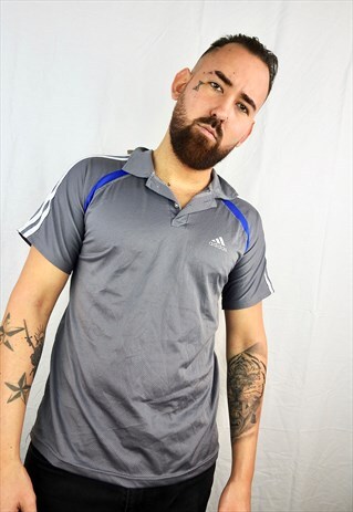 VINTAGE BRIGHT GREY ADIDAS POLO SPORT