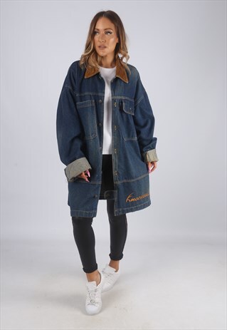 VINTAGE DENIM JACKET OVERSIZED LONGLINE LONG 20 - 22 (7BM)
