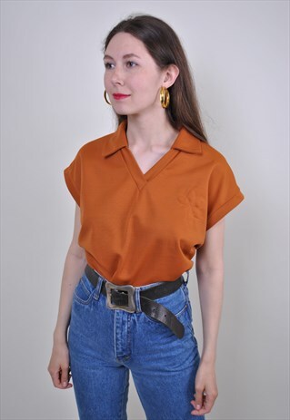 90S ORANGE FLORAL SUMMER BLOUSE, VINTAGE HOLIDAYS SHIRT