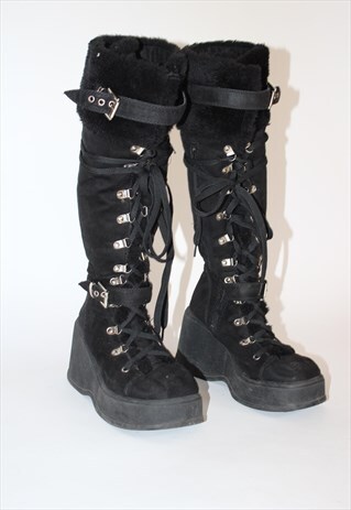 VINTAGE 90S BRATZ GOTH KNEE HIGH PLATFORM BOOTS