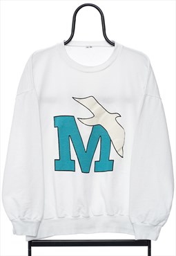 Vintage M Graphic White Sweatshirt Mens