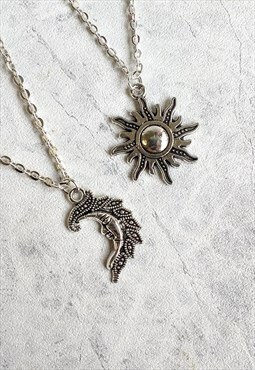 Celestial Sun and Moon 2 Necklace Set