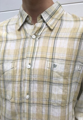 MENS VINTAGE WRANGLER TOP LONG SLEEVED CHECK 80S SHIRT