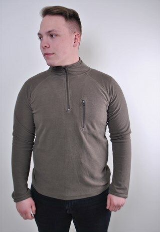 90S KHAKI GREEN PETER STORM FLEECE ZIPPED UP SWEATSHIRT