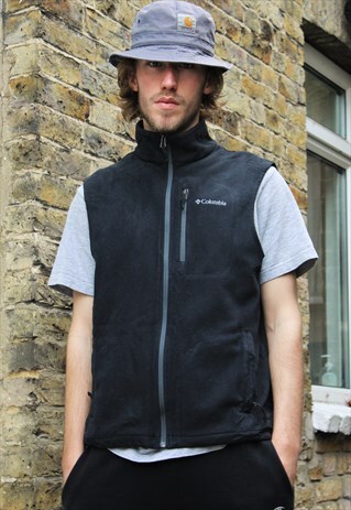 RETRO / 90'S / COLUMBIA / BLACK SLEEVELESS FLEECE