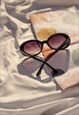 BLACK ROUNDED OVAL RETRO STYLE SUNGLASSES