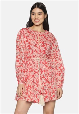 IS.U Red Floral Balloon Sleeve Relaxed Fit
