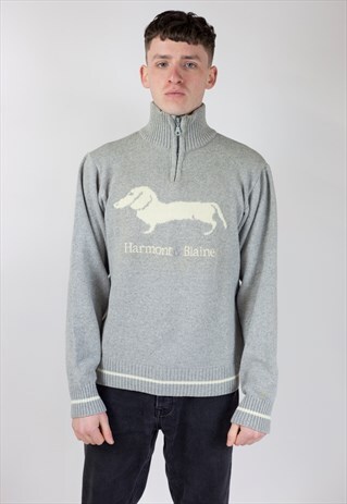 VINTAGE HARMONT & BLAINE GREY KNIT JUMPER