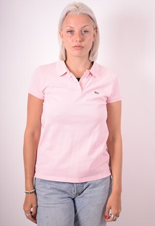 LACOSTE WOMENS VINTAGE POLO SHIRT MEDIUM PINK 90S