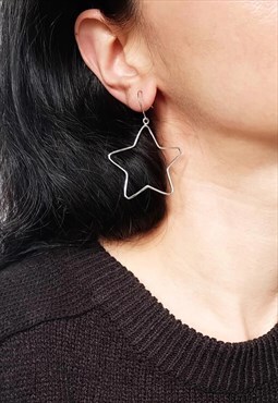Big Star Dangle Earrings Women Sterling Silver Earrings