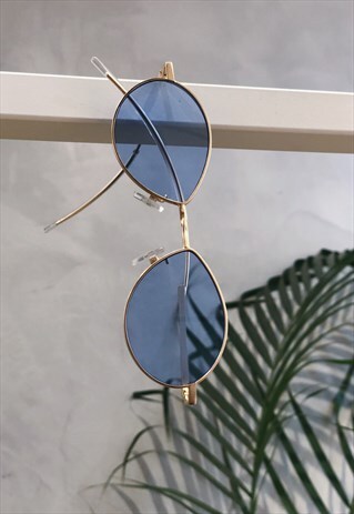 BLUE AND GOLD LINED DRAGONFLY SUNGLASSES