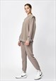 BEIGE OVERLAPPED FRONT SWEATPANTS
