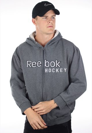VINTAGE REEBOK HOCKEY FULL ZIP HOODIE SWEATSHIRT