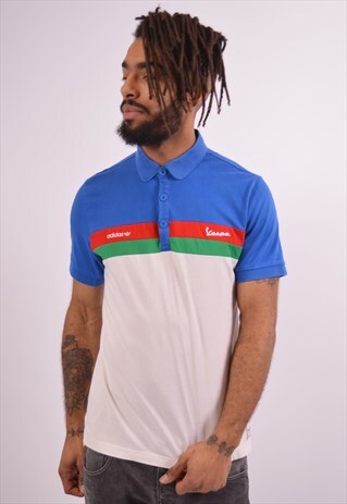 ADIDAS MENS VINTAGE POLO SHIRT MEDIUM MULTI 90S