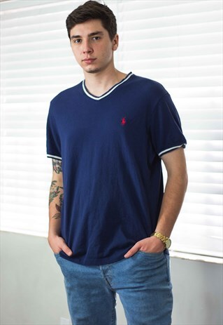 VINTAGE POLO RALPH LAUREN T-SHIRT LOGO 90S L 8.7