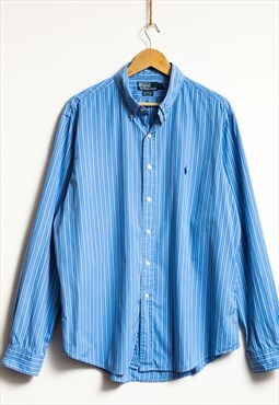 90 Vintage Ralph Lauren Blue Striped Shirt 19212