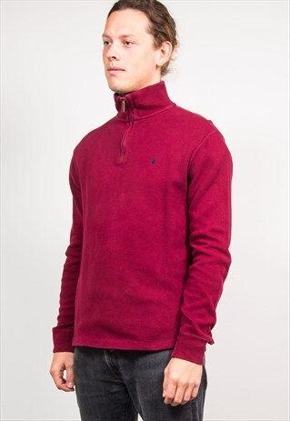 90'S VTG RALPH LAUREN QUARTER ZIP SWEATSHIRT SWEATER