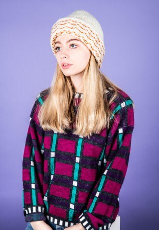 VINTAGE HAT IN WHITE AND BROWN