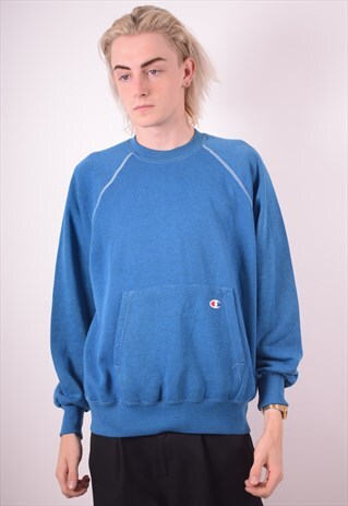 CHAMPION MENS VINTAGE SWEATSHIRT JUMPER XL BLUE 90S