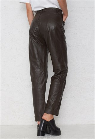 VINTAGE BROWN LEATHER TROUSERS BOTTOMS