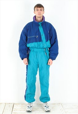 Vintage Men M Insulated Snowsuit Jumpsuit UK 40 Ski Overalls