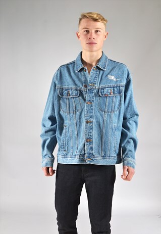VINTAGE LEE MID BLUE "HARD ROCK MATERIALS" DENIM JACKET