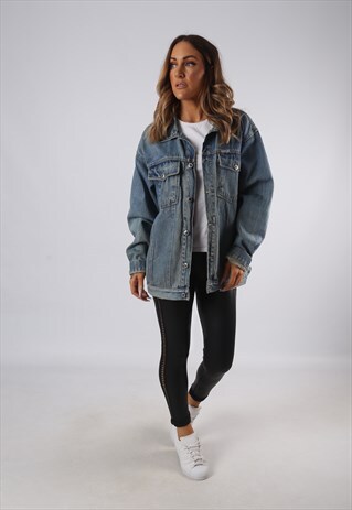 VINTAGE DENIM JACKET OVERSIZED FITTED UK 16 XL (JQ4A)