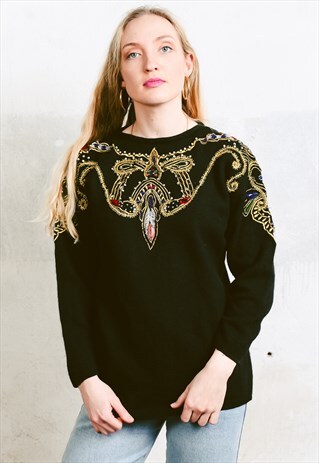 VINTAGE 80S EMBELLISHED SWEATER