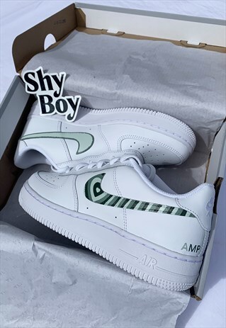 AIR FORCE 1 CUSTOM INITIAL NIKE PASTEL GREEN SAGE HEART AF1