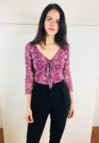 PINK FLORAL TIE TOP