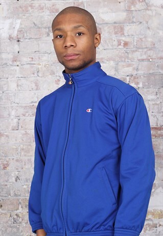VINTAGE CHAMPION TAPE LOGO TRACK JACKET BLUE