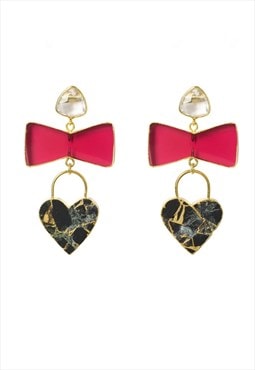 'MOLTEN HEART' Earrings Black Red