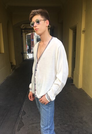 VINTAGE 90' CLASSIC UNISEX WHITE CARDIGAN