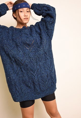 80'S RETRO JAZZY CHUNKY OVERSIZED KNIT JUMPER DRESS