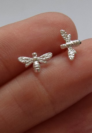 STERLING SILVER BEE EARRINGS, SMALL BEE STUDS