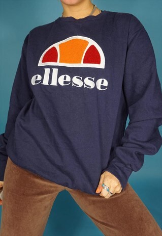 VINTAGE 90S Y2K ELLESSE SWEATER JUMPER LOGO EMBROIDERED