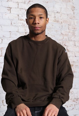 VINTAGE ADIDAS PATCH LOGO EQUIPMENT SWEATSHIRT BROWN