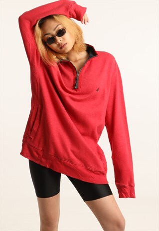VINTAGE NAUTICA EMBROIDERED LOGO 1/4 ZIP SWEATSHIRT