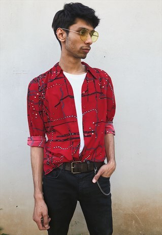 VINTAGE BAROQUE PATTERNED RED SHIRT