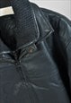 VINTAGE 90S LINED REAL LEATHER COAT IN BLACK